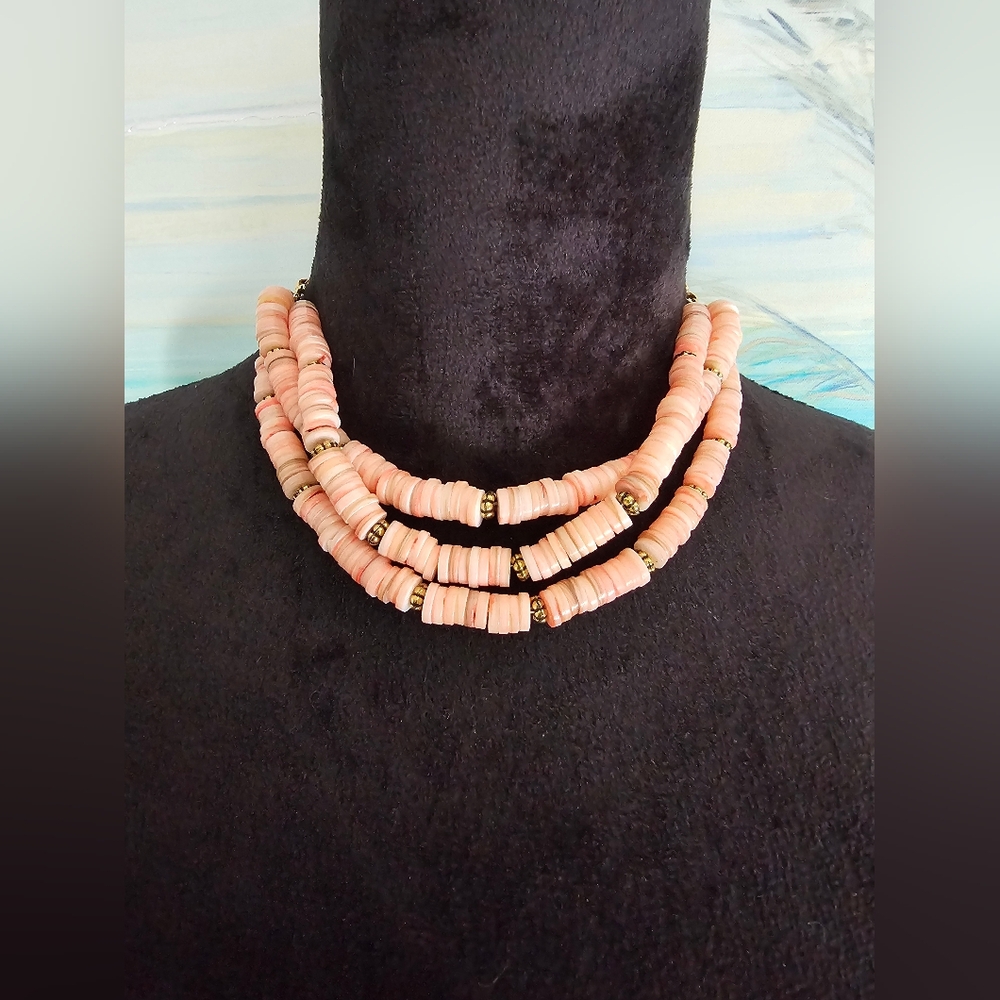 Free People Peach Layered Beaded Choker